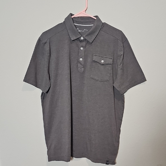Mens Charcoal Gray Polo Shirt for Men Large - Picture 1 of 3